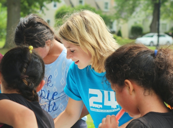 A woman getting involved in her community.